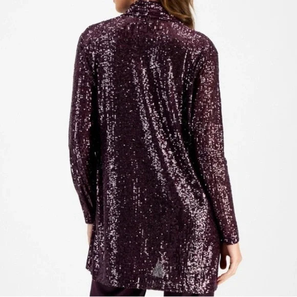 NWT Anne Klein Deep Purple Purple Sequin Blazer Jacket Evening Wear Large - Picture 4 of 10